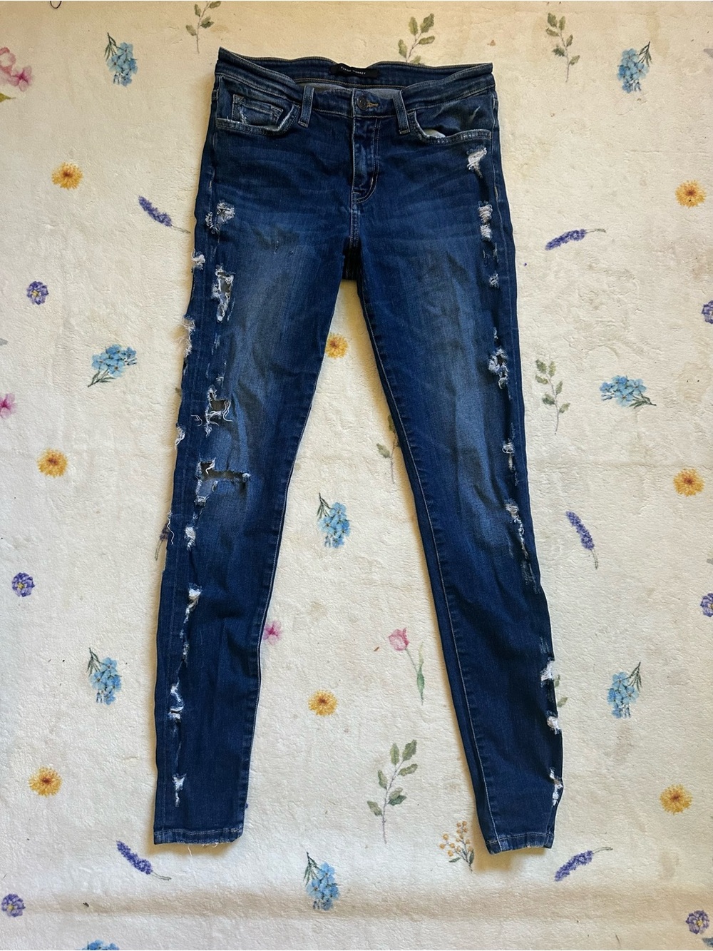 Flying Monkey Dark Blue Distressed Skinny Jeans